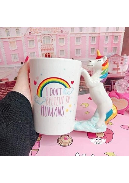 Unicorn Tasarımlı 3D Seramik Kupa Bardak 400 ml