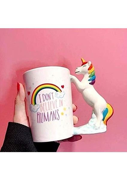 Unicorn Tasarımlı 3D Seramik Kupa Bardak 400 ml