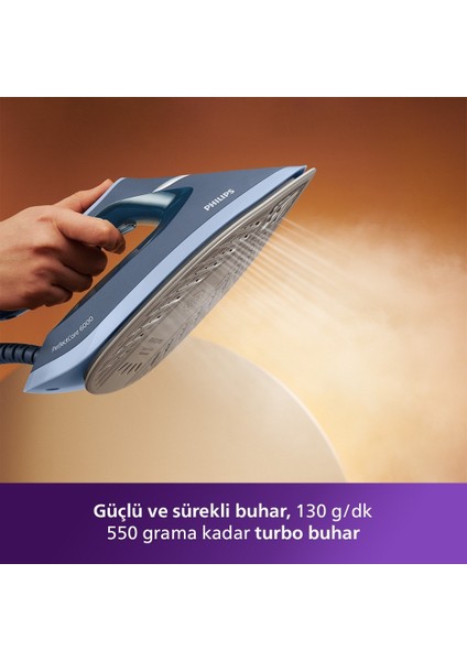 Perfectcare Hızlı, Ekstra Kompakt 6000 Serisi 2400 Watt Buhar Kazanlı Ütü Mavi – Beyaz