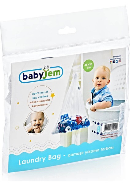 Bebek Çamaşır Yıkama Torbası 46X36 cm 1 Adet Beyaz