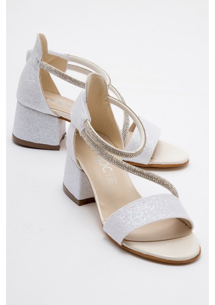 Kız Çocuk Sedef Topuklu Taşlı Abiye Ayakkabı