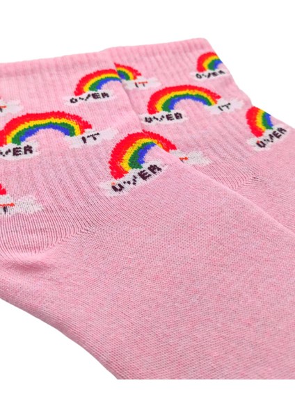 Unisex Pink Over It Kolej Çorap