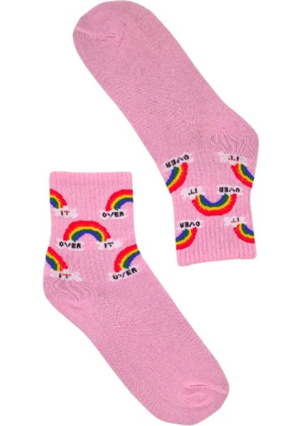 Unisex Pink Over It Kolej Çorap