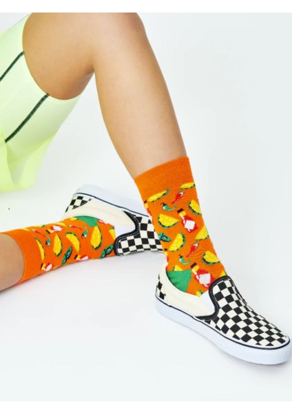 Happy Socks Ithal Özel Seri Unisex Happy Socks Orange Taco Sock Renkli Soket Çorap Dikişsiz