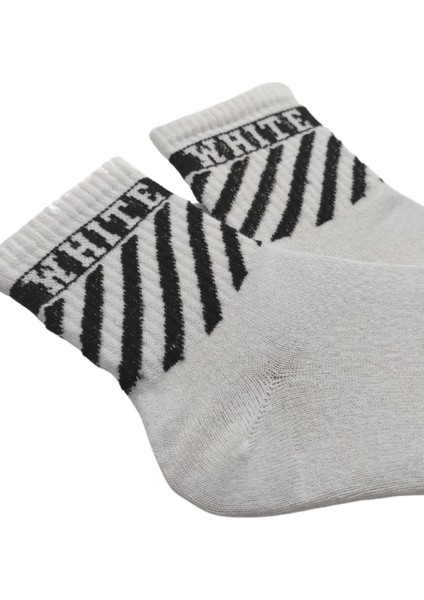 Unisex Off White Renkli Kolej Çorap