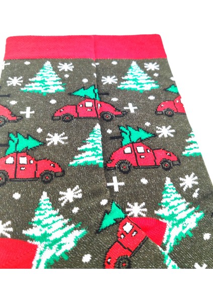 Özel Koleksiyon Unisex Yılbaşı Noel Merry Christmas Happy Red Car Tree Soket Çorap modelleri