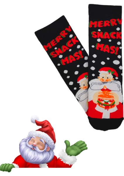 Özel Koleksiyon Unisex Yılbaşı Noel Merry Christmas Happy Smack Mas Soket Çorap
