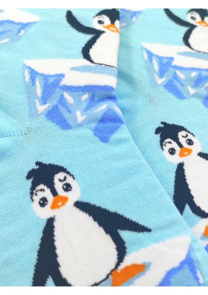 Happy Socks Ithal Özel Seri Unisex Happy Penguin Blue Ice Sock Renkli Soket Çorap