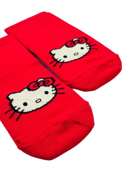 Unisex Hello Kitty Renkli Patik Çorap