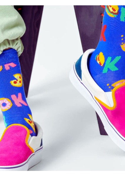 Happy Socks Ithal Özel Seri Unisex Happy Socks Its Ok Sock Renkli Soket Çorap Dikişsiz