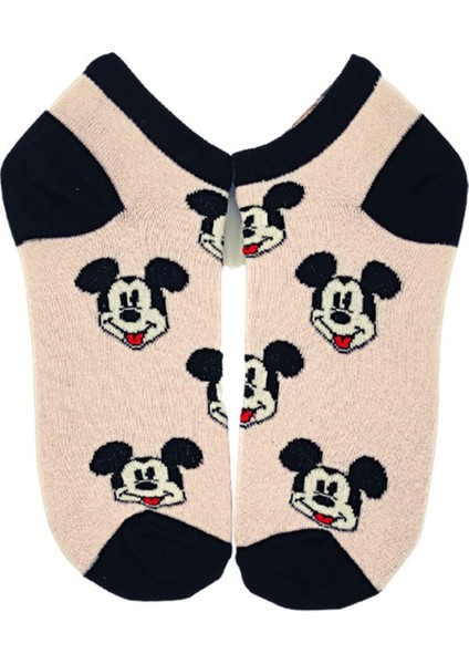 Unisex Mickey Renkli Patik Çorap