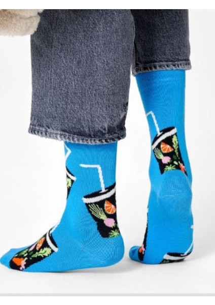 Happy Socks Ithal Özel Seri Unisex Blue Life Renkli Soket Çorap