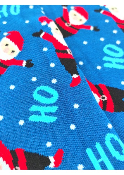 Özel Koleksiyon Unisex Yılbaşı Noel Merry Christmas Happy Dark Blue Hoho Soket Çorap fiyatları