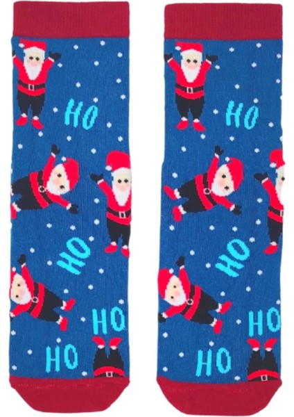 Özel Koleksiyon Unisex Yılbaşı Noel Merry Christmas Happy Dark Blue Hoho Soket Çorap fırsatları