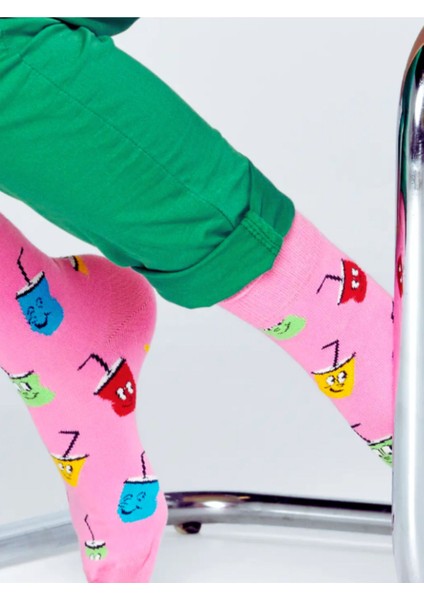 Happy Socks Ithal Özel Seri Unisex Soda Sock Happy Socks Renkli Soket Çorap Dikişsiz