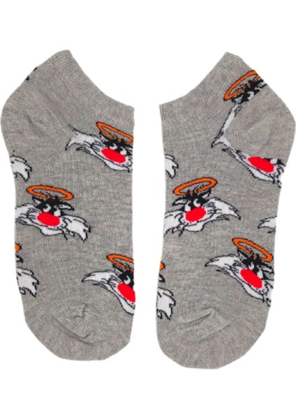 Unisex Happy Grey Tom Renkli Patik Çorap