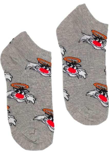 Unisex Happy Grey Tom Renkli Patik Çorap