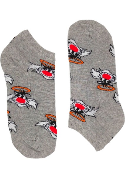 Unisex Happy Grey Tom Renkli Patik Çorap