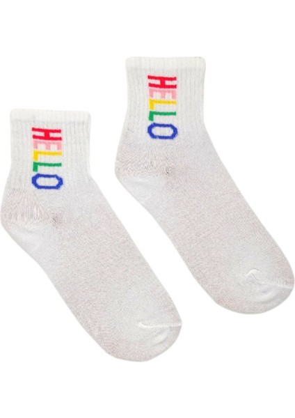 Unisex Happy Hello Renkli Kolej Çorap