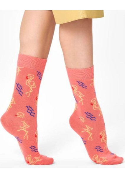 Happy Socks Ithal Özel Seri Unisex Renkli Soket Flamingo Happy Çorap