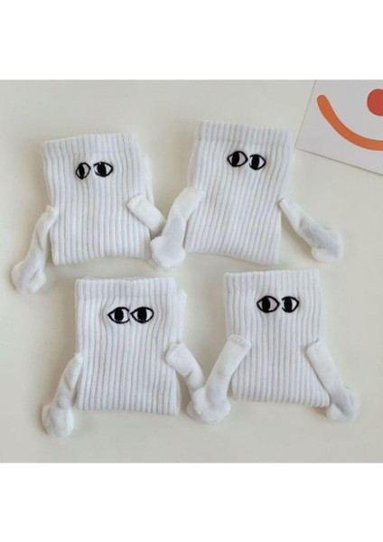 2'li Beyaz Mıknatıslı El Ele Tutuşan Çorap Arkadaşlık Moda Spor Çorabı fiyatları