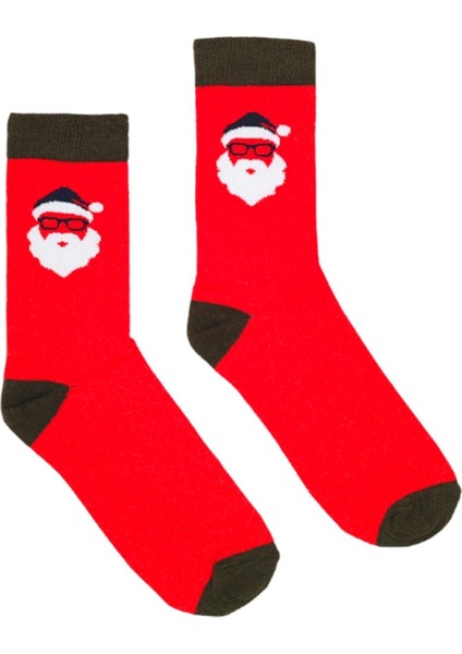 Özel Koleksiyon Unisex Yılbaşı Noel Merry Christmas Happy Red Classic Soket Çorap modelleri