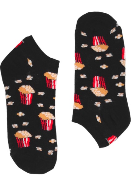Unisex Happy Popcorn Renkli Patik Çorap