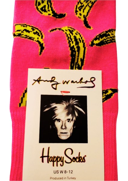 Happy Socks Ithal Özel Seri Unisex Happy Socks Andy Warhol Banana Renkli Soket Çorap Dikişsiz