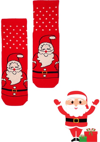 Özel Koleksiyon Unisex Yılbaşı Noel Merry Christmas Happy Red Noel Kolej Çorap