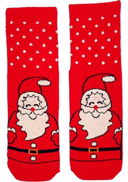 Özel Koleksiyon Unisex Yılbaşı Noel Merry Christmas Happy Red Noel Kolej Çorap
