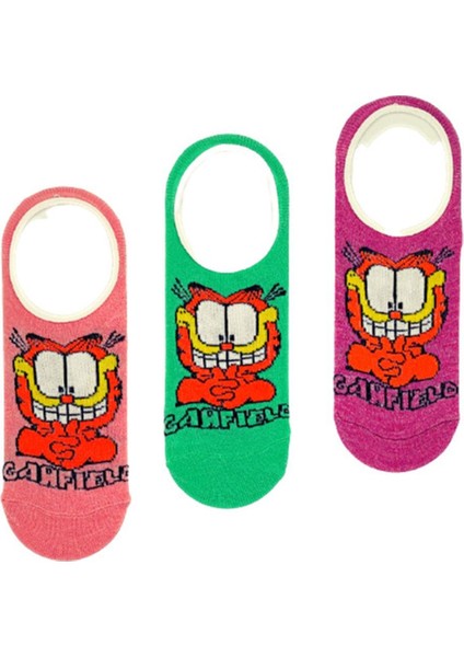 3 Çift Unisex Garfield Desenli Renkli Babet Çorap modelleri