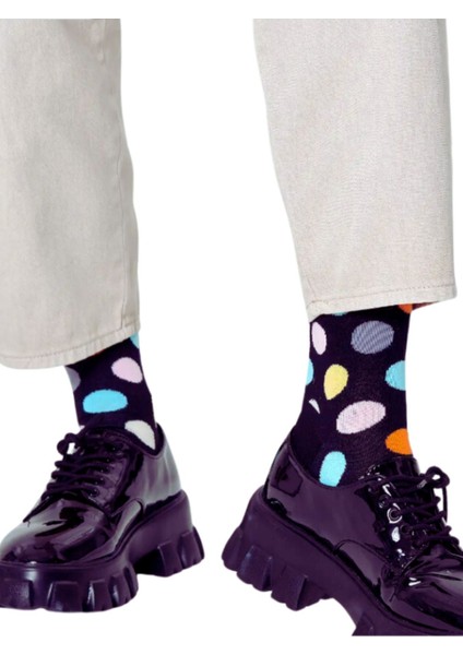 Happy Socks Ithal Özel Seri Unisex Big Dot Sock Happy Socks Renkli Soket Çorap Dikişsiz