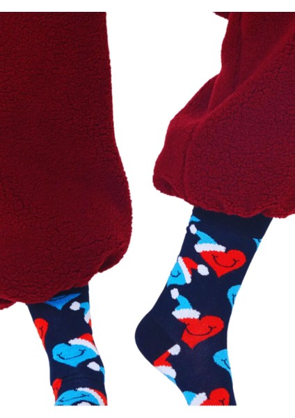 Happy Socks Ithal Özel Seri Unisex Santa Love Smiling Sock Happy Socks Renkli Soket Çorap Dikişsiz