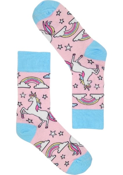 Happy Socks Ithal Özel Seri Unisex Happy Rainbow Unicorn Sock Renkli Soket Çorap