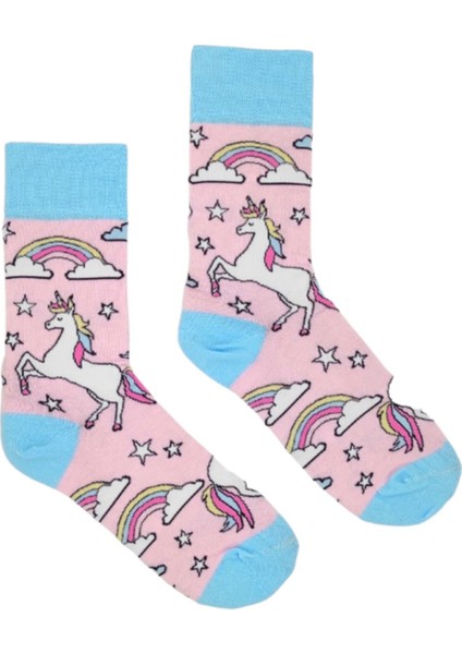 Happy Socks Ithal Özel Seri Unisex Happy Rainbow Unicorn Sock Renkli Soket Çorap