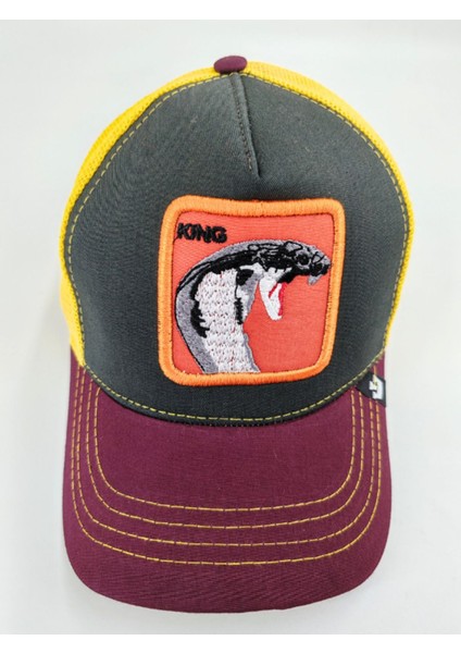 Hayvan Figürlü Quality King Snake Yellow Grey Nakışlı Fileli Fashion Hat Şapka fiyatları