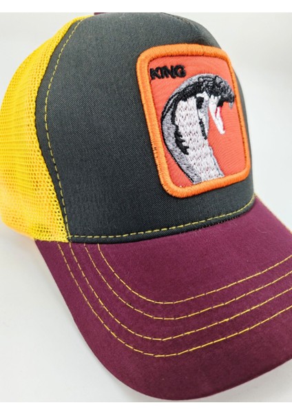 Hayvan Figürlü Quality King Snake Yellow Grey Nakışlı Fileli Fashion Hat Şapka modelleri
