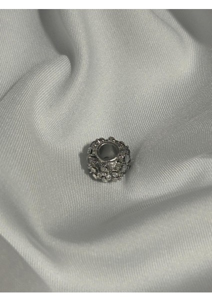 Paslanmaz Çelik Oval Çiçek Zirkon Taşlı Bileklik Charm