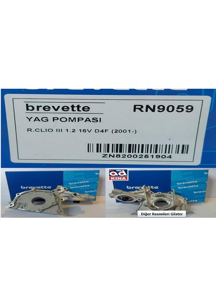 Yağ Pompası RN9059 Clıo-Iıı 1.2 16V D4F 8200251904 Gold
