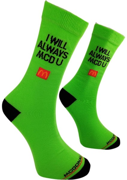 Ithal Özel Seri Unisex Colour I Will Always Mcd U Desenli Renkli Soket Çorap Dikişsiz fiyatları