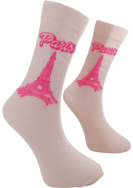 Ithal Özel Seri Unisex Pink Eiffel Tower Paris Yazılı Renkli Soket Çorap Dikişsiz fiyatları