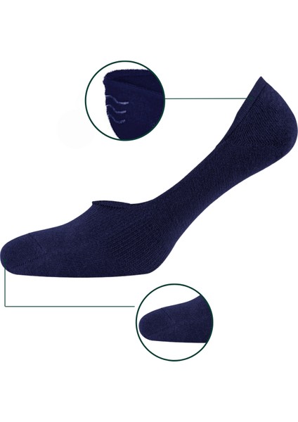 Eyon Socks Bambu Erkek Lacivert Babet Çorap Dikişsiz Kaydırmaz Silikonlu Topuk 12'li Paket