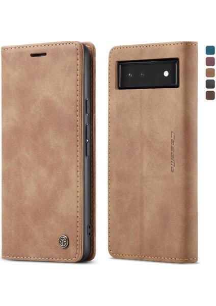 Google Piksel 6 Vintage Pu Deri Cüzdan Kılıf Için Flip Case Kart Yuvası Flip (Yurt Dışından)