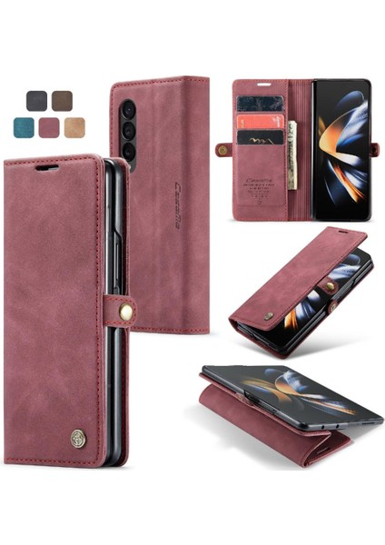 Samsung Galaxy Z Için Flip Case Fold 4 5g Vintage Pu Deri Cüzdan Kılıf (Yurt Dışından)