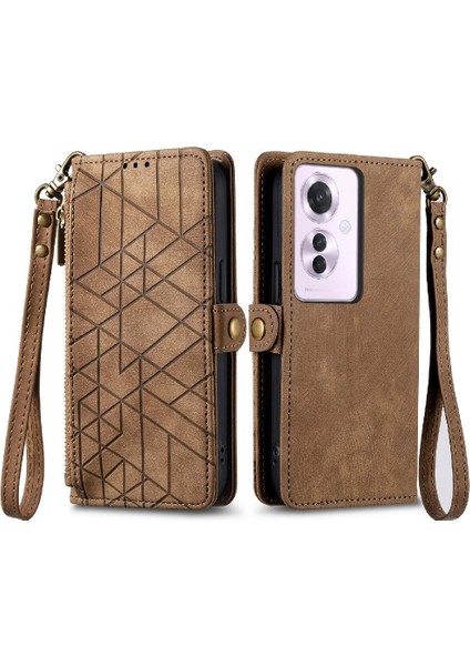 Oppo Oppo 11F 5g Için Flip Case Basit Iş Darbeye Deri Kılıf (Yurt Dışından)