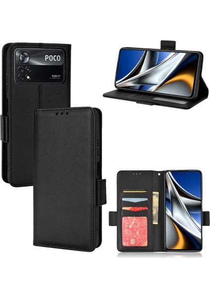 Xiaomi Poco X4 Pro 5g Pu Deri Manyetik Yan Toka Cüzdan Kartı (Yurt Dışından)