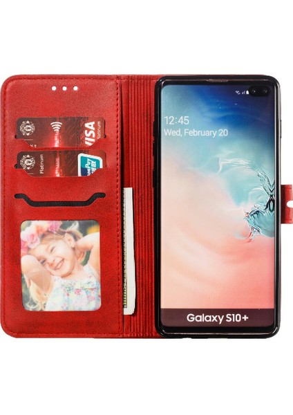 Cüzdan Kılıf Samsung Galaxy S10 Artı Tüm Yuvarlak Koruma Manyetik (Yurt Dışından)