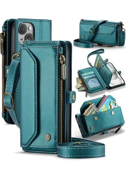 Iphone 15 Için Crossbody Durumda Artı Durumda Cüzdan Kart Tutucu Cüzdan Kılıf Için (Yurt Dışından)