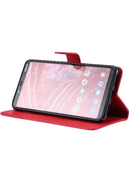 Kart Yuvası Klasik Düz Renk Yüksek Telefon ile Nokia 3.1 Plus Için Flip Case (Yurt Dışından)
