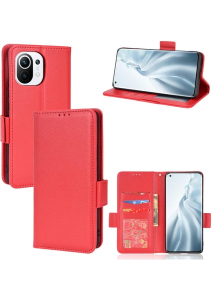 Xiaomi Mi 11 Için Kılıf Yan Toka Manyetik Pu Deri Cüzdan Kart Yuvaları (Yurt Dışından)